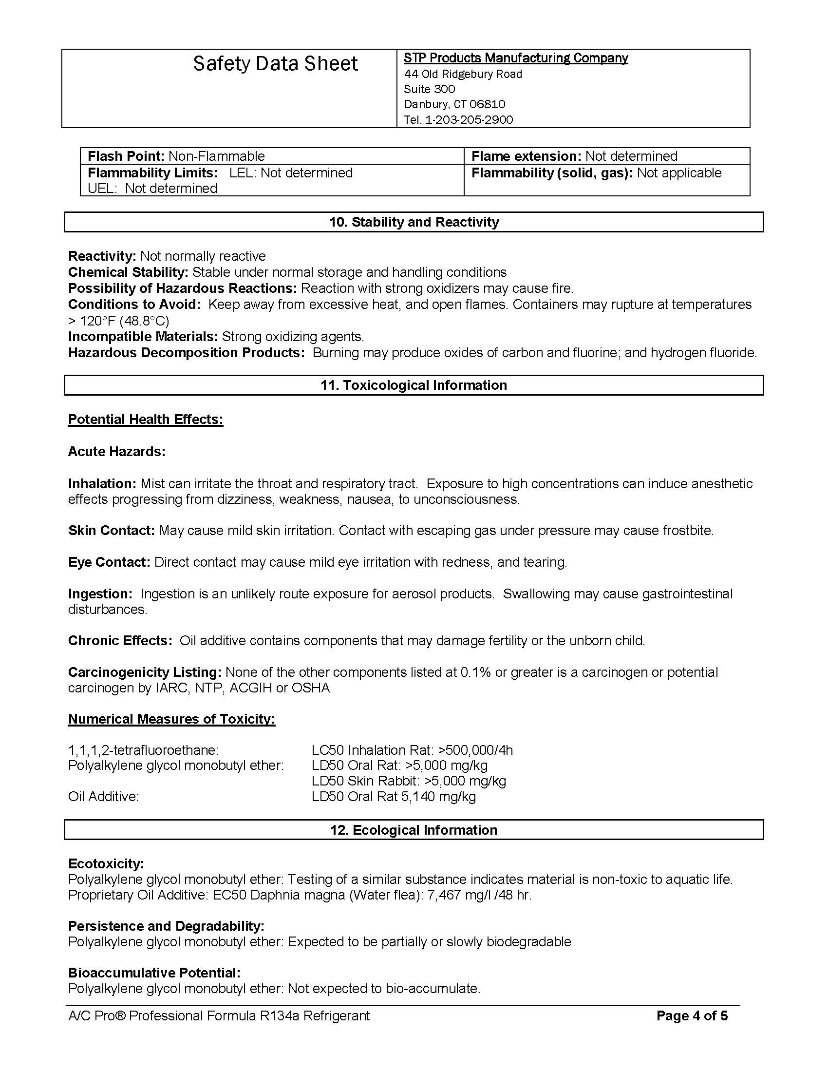 Safety Data Sheets for Aesop Auto - Additive-Freon