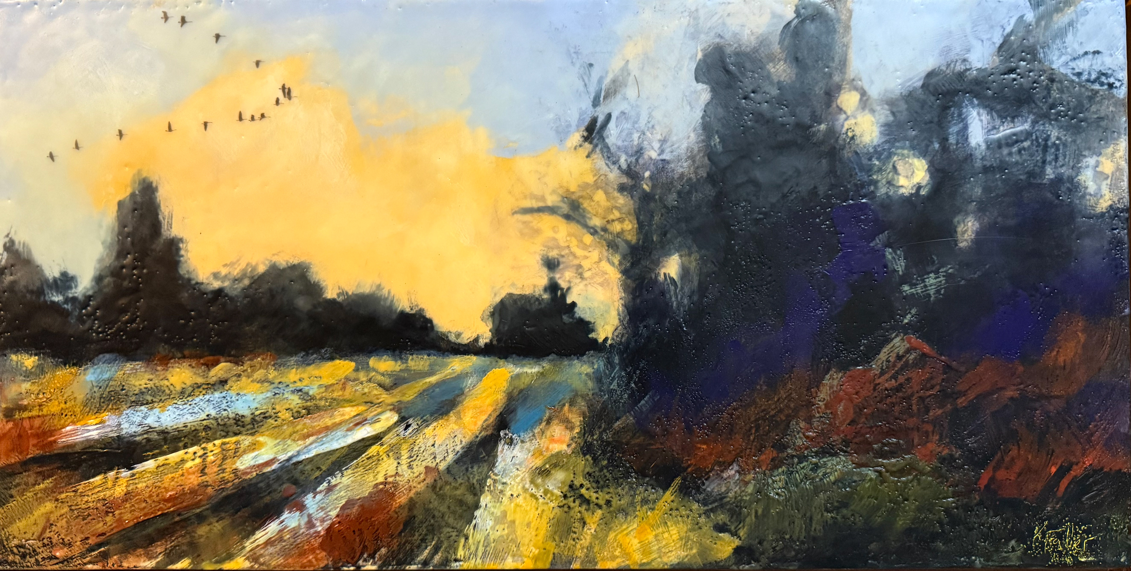 12x24 Encaustic Painting - $695