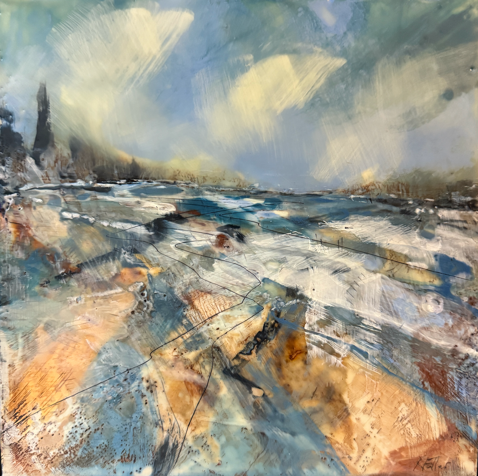 10x10 Encaustic Painting - Available at Gallery 360 in Minneapolis 