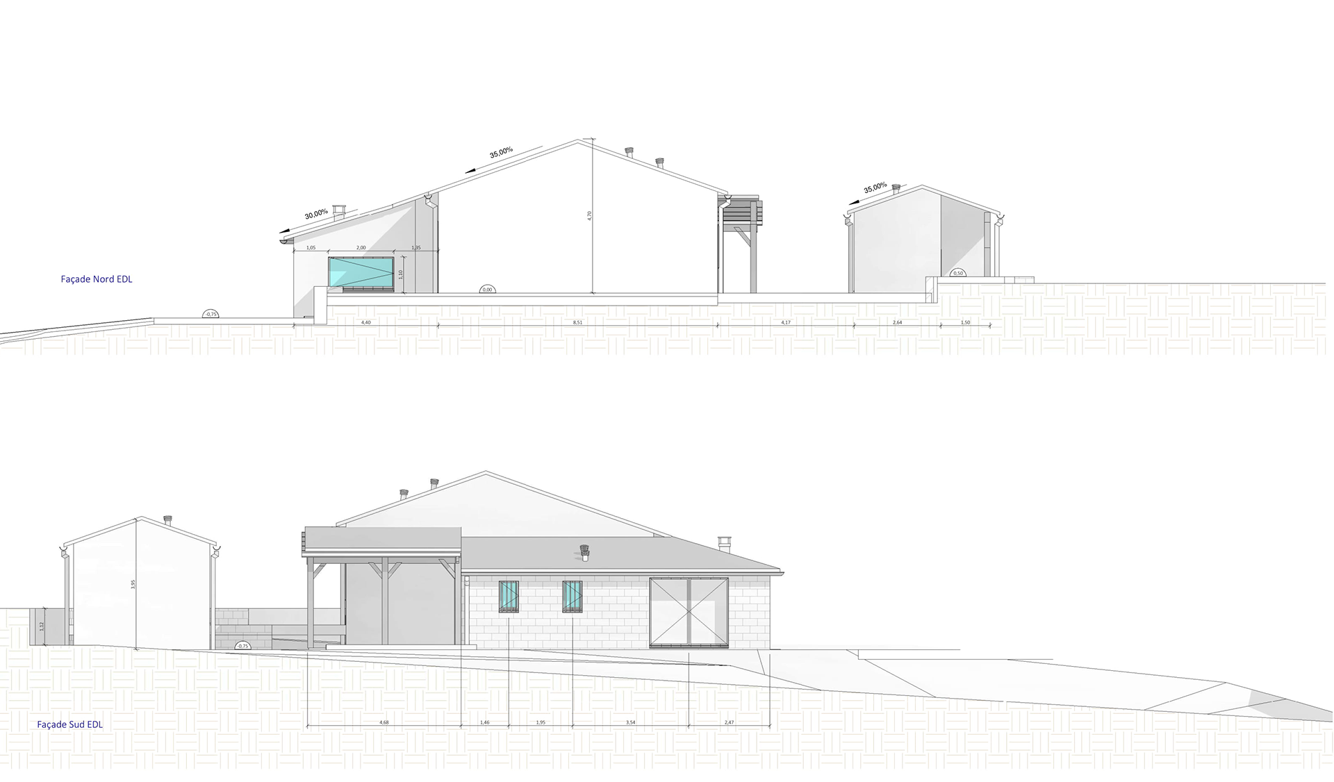 façades nord/sud existant