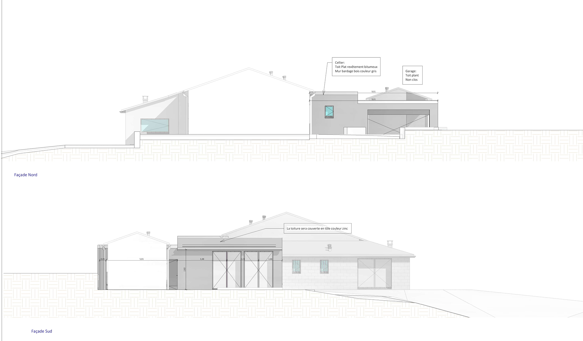 façades nord/sud projet