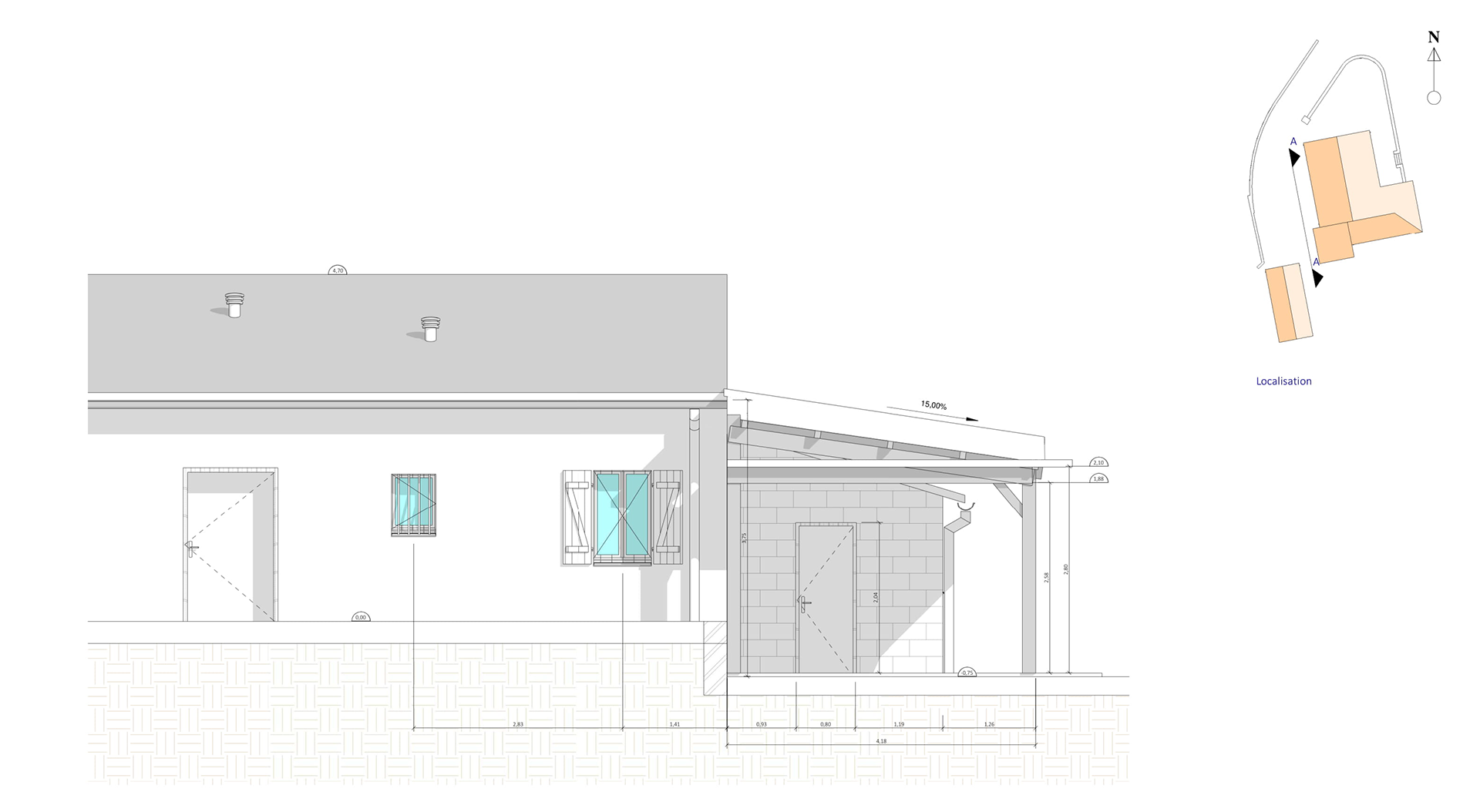 façade ouest existant