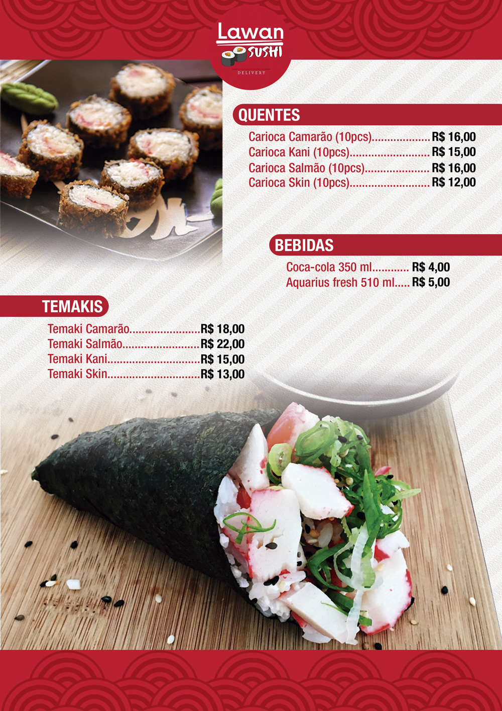 Arte para cardápio Lawan Sushi