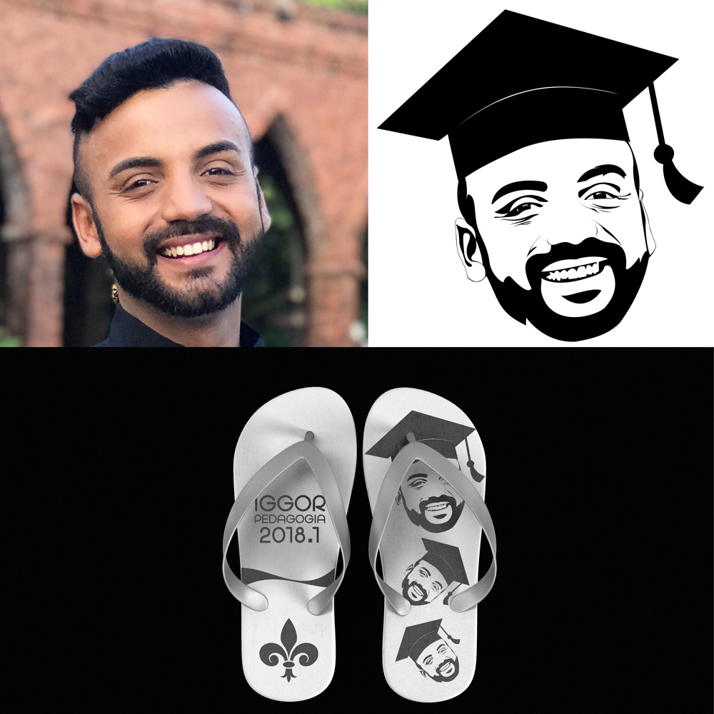 Caricatura básica em preto e branco para formandos