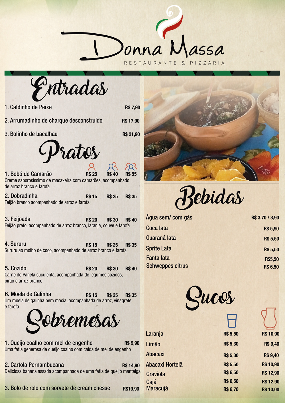 Arte para cardápio Donna Massa
