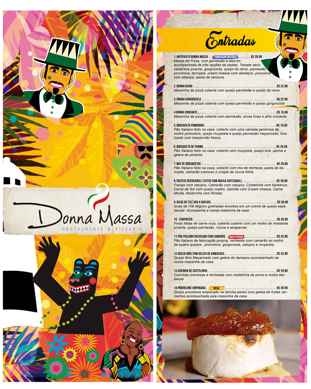 Arte para cardápio Donna Massa Restaurante e Pizzaria