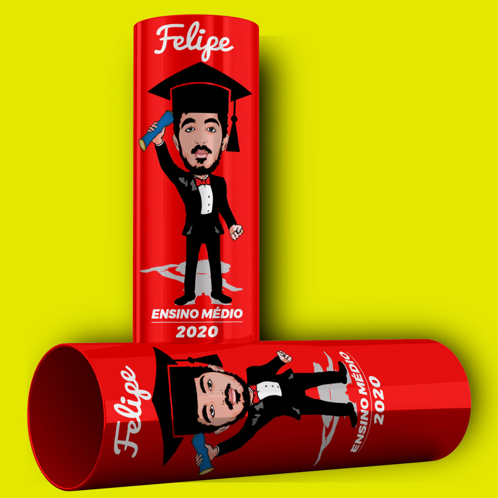 Caricatura para estampar brindes de formatura