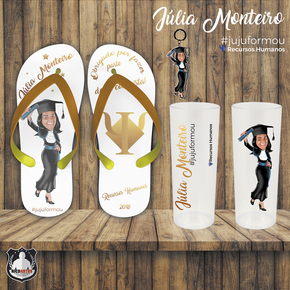 Caricatura para estampar brindes de formatura
