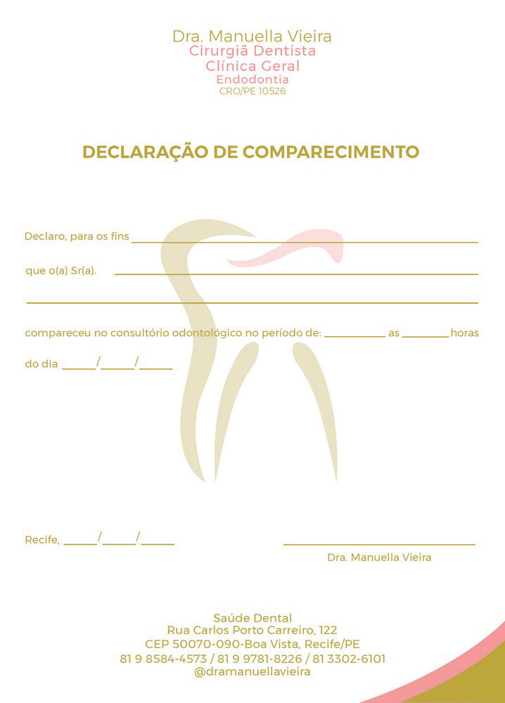Arte para declaração de comparecimento Dra.Manuella Vieira