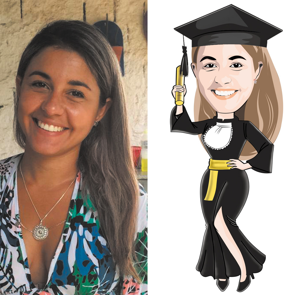 Caricatura colorida corpo inteiro para formandos