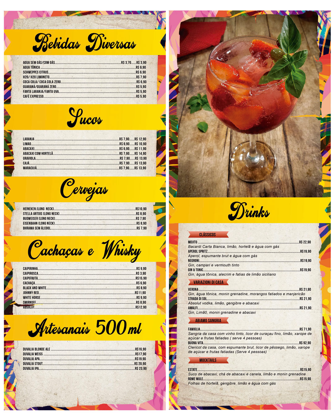 Arte para cardápio Donna Massa Restaurante e Pizzaria