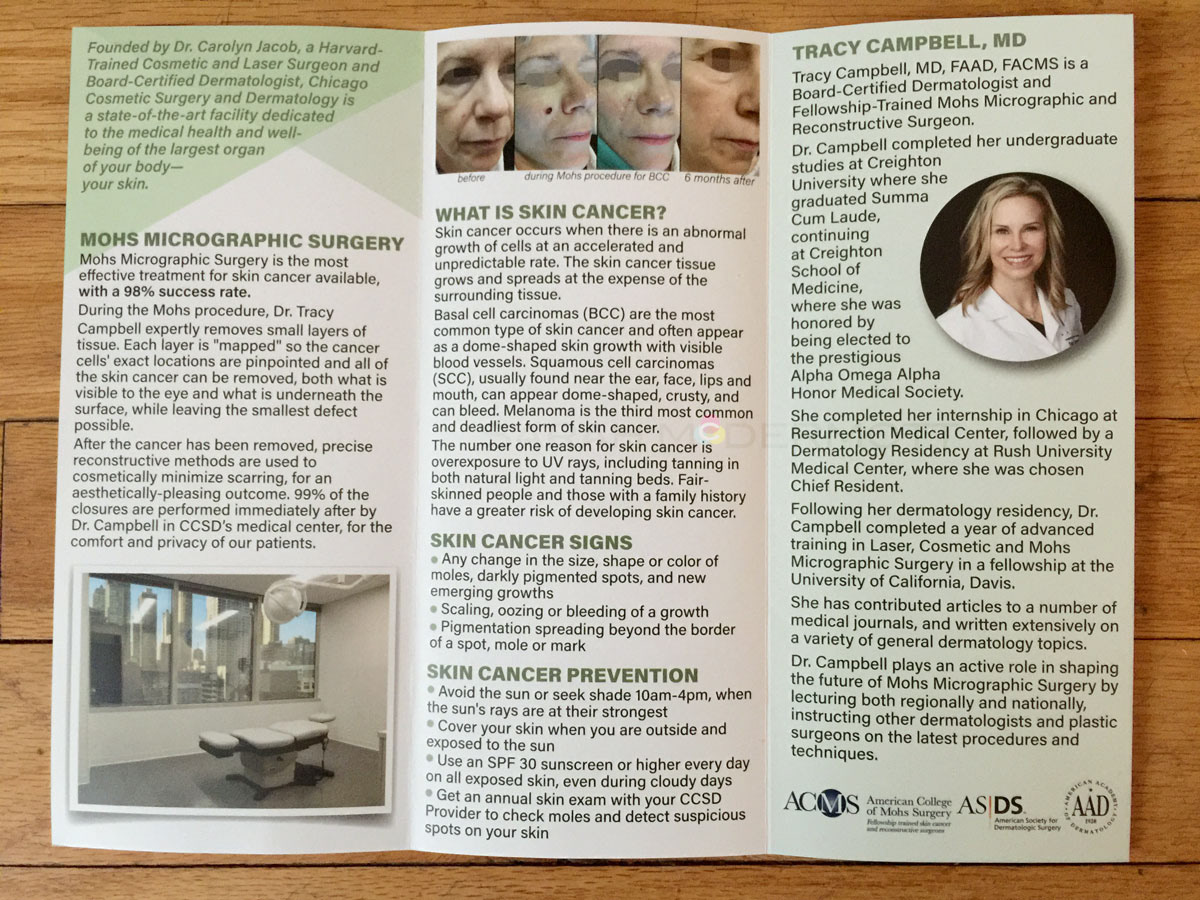 CCSD Mohs skin cancer surgery brochure inside