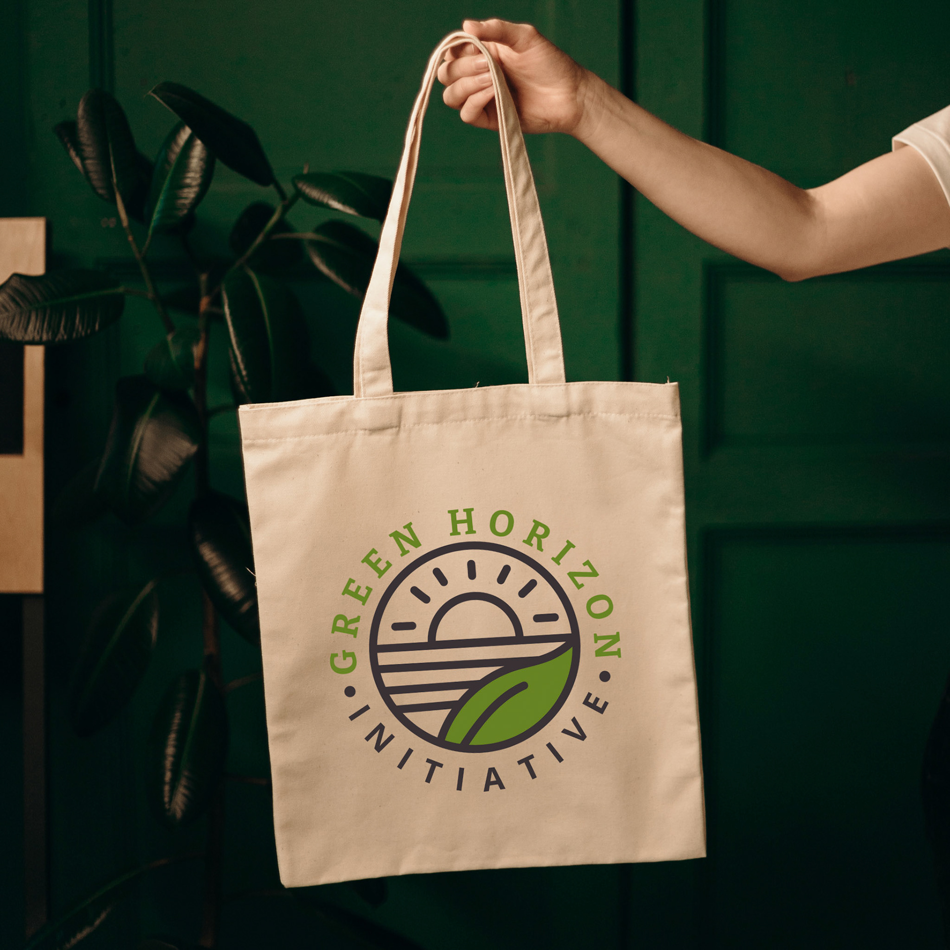 Green Horizon Initiative tote bag mockup