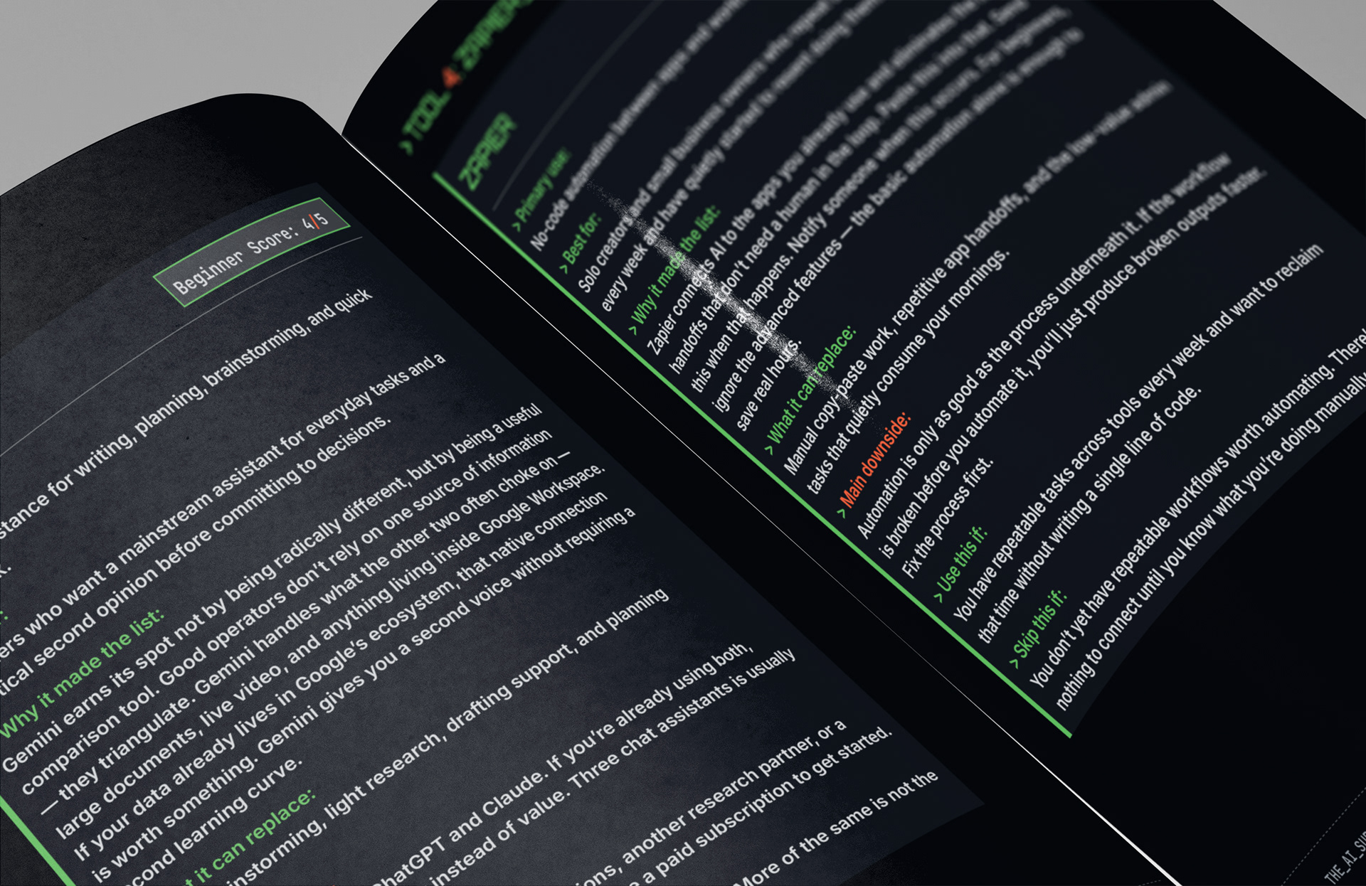 Close-up view highlighting the guide’s structured content blocks, section labels, and readable hierarchy.