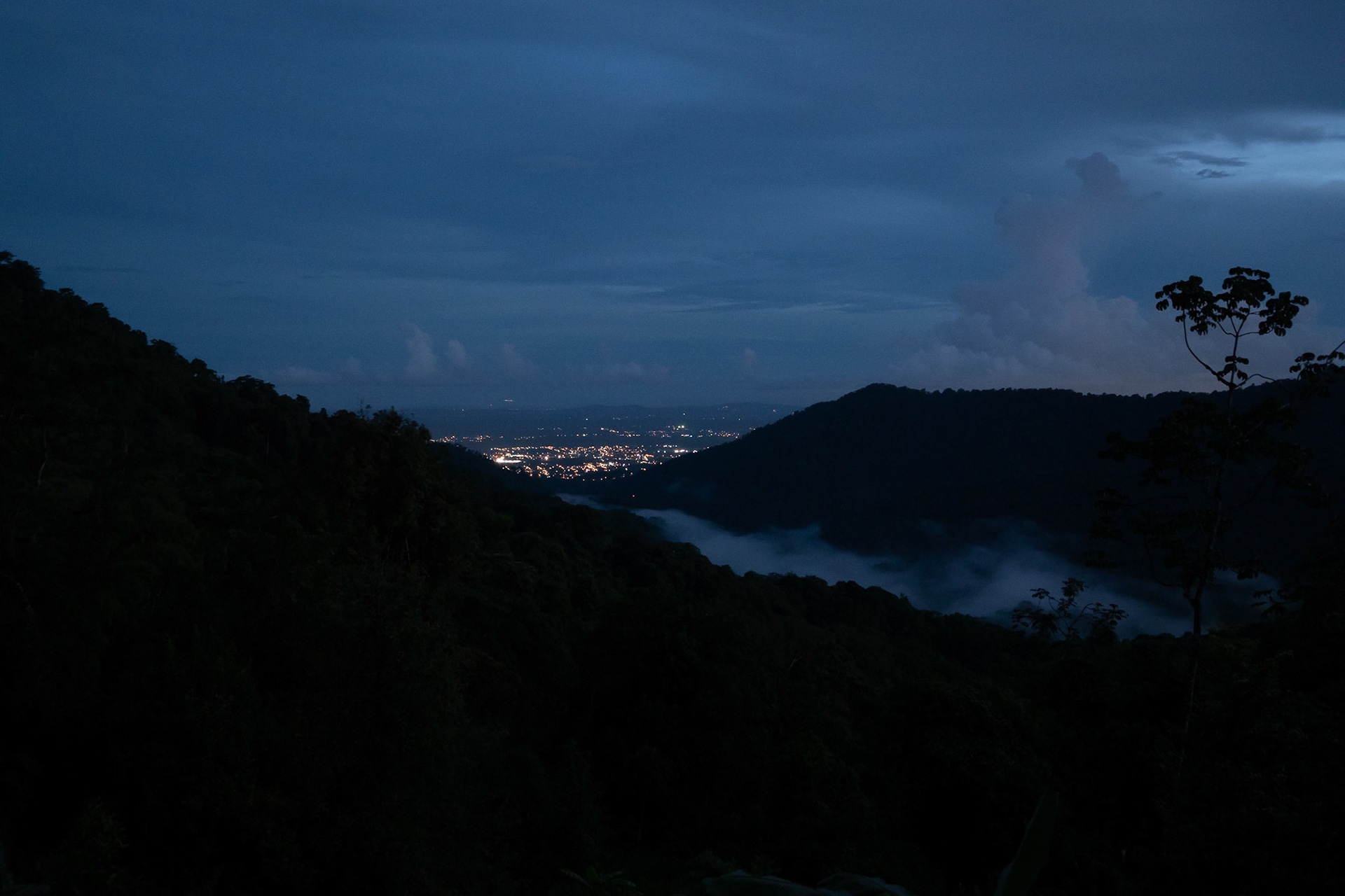 P1072655 Lights on in the valley as evening mist rises