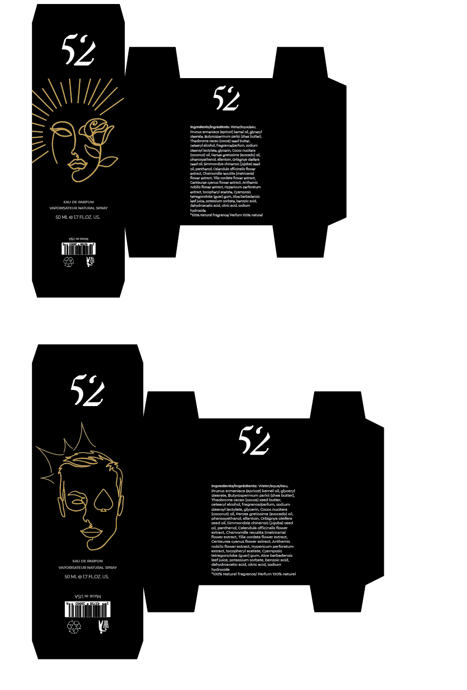 Dieline for perfume boxes