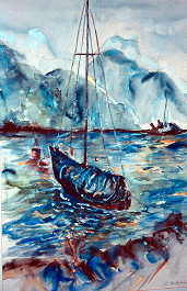 Lake Geneva, Watercolor, 8" x 10"