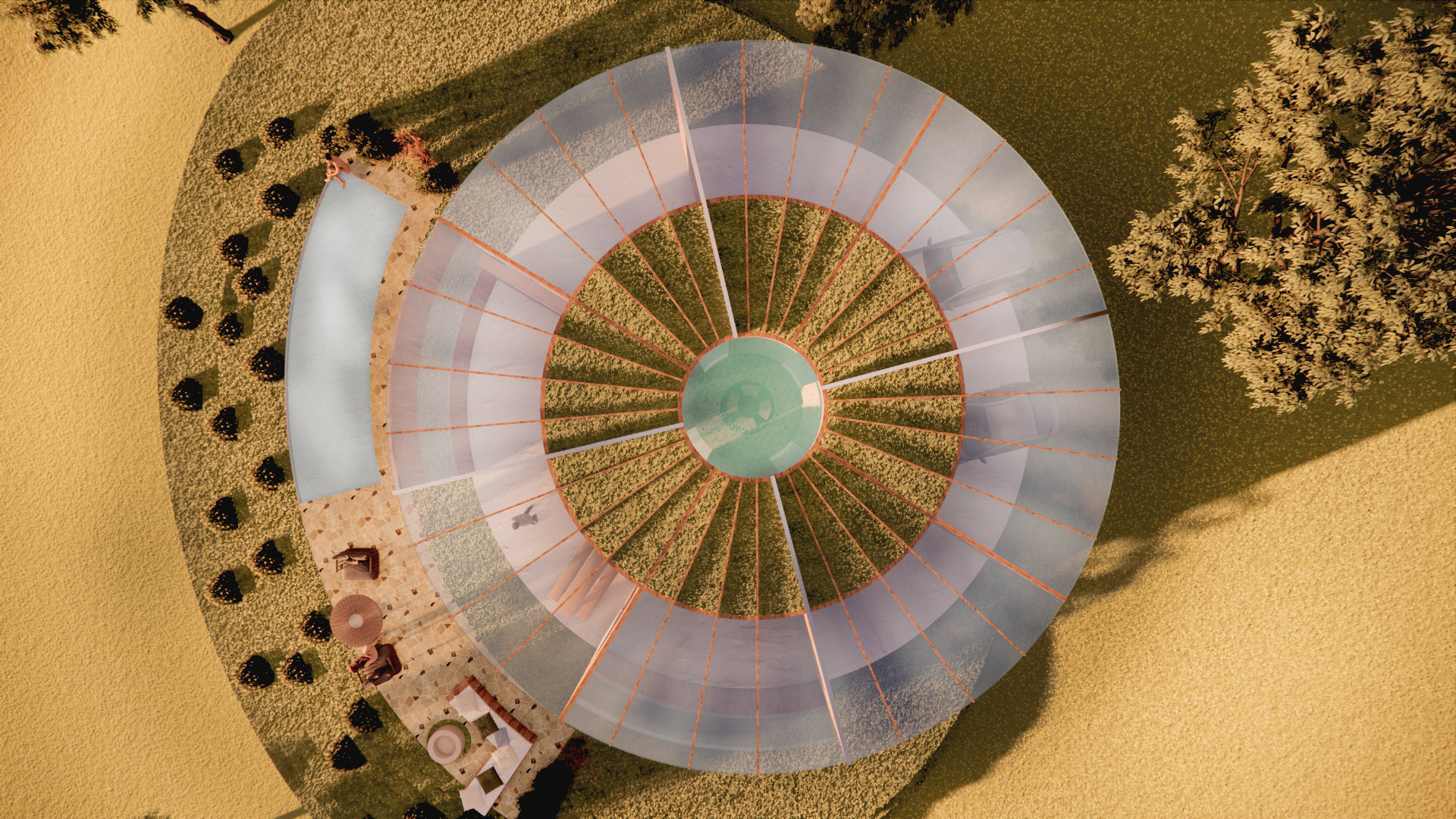 Rendered top view