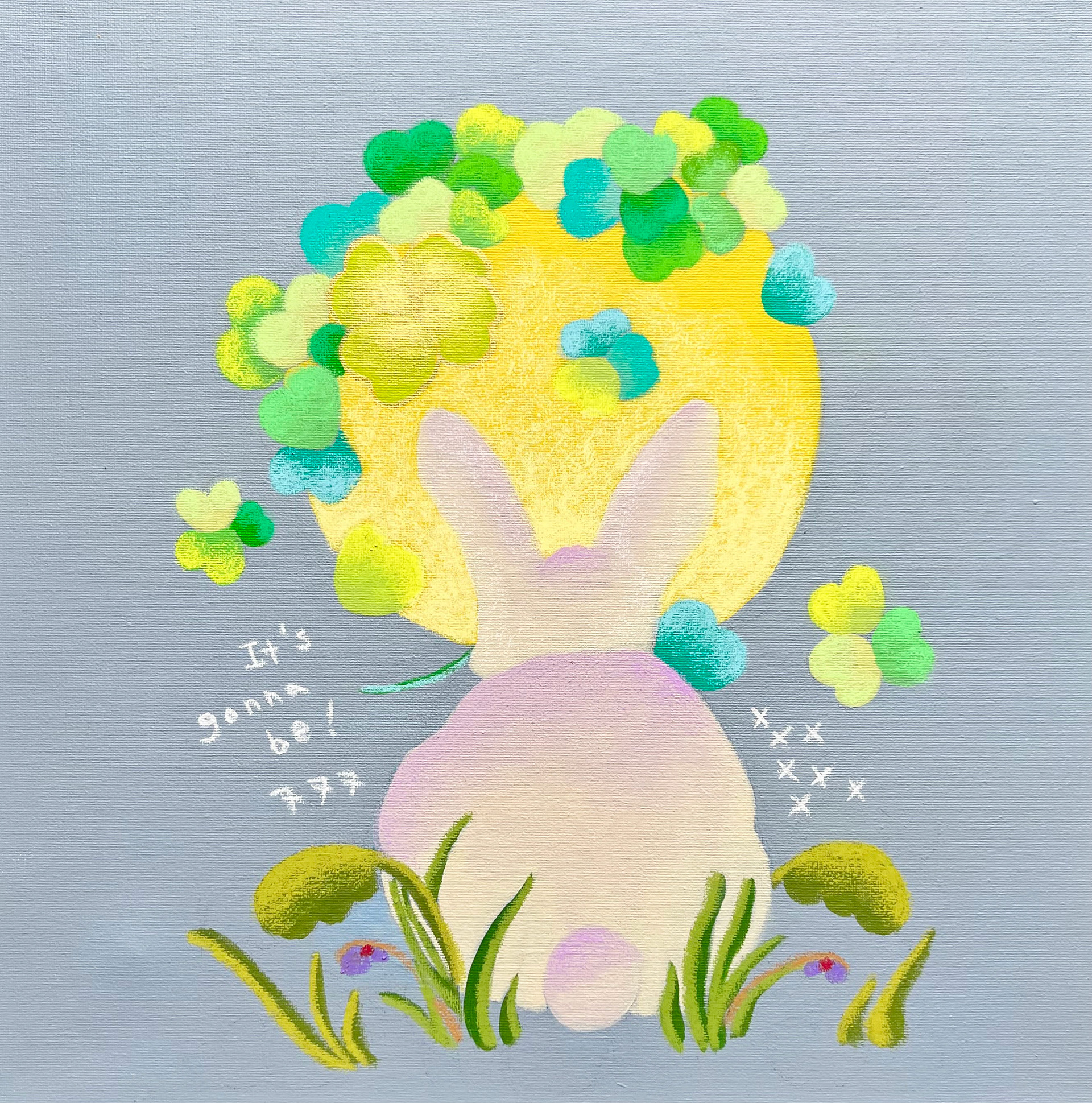Lucky 04, Acrylics and Oil pastel on Canvas (2024), 16 X 16 inch