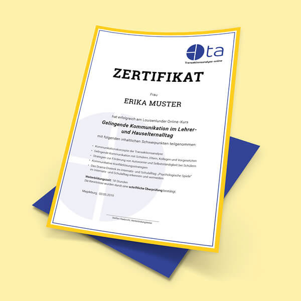 Zertifikat, Urkunde I transaktionsanalyse-online.de