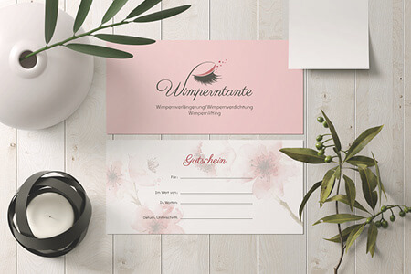 Gutschein, Flyer I Wimperntante