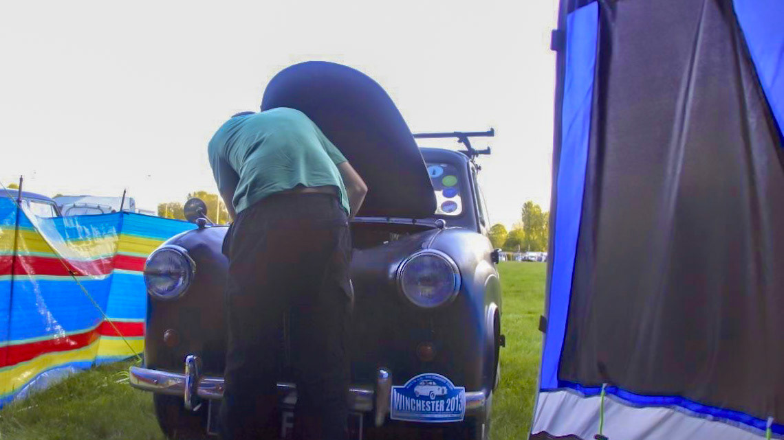 Some engine repairs at Austin A30-A35 Rally 2013 (Winchester)