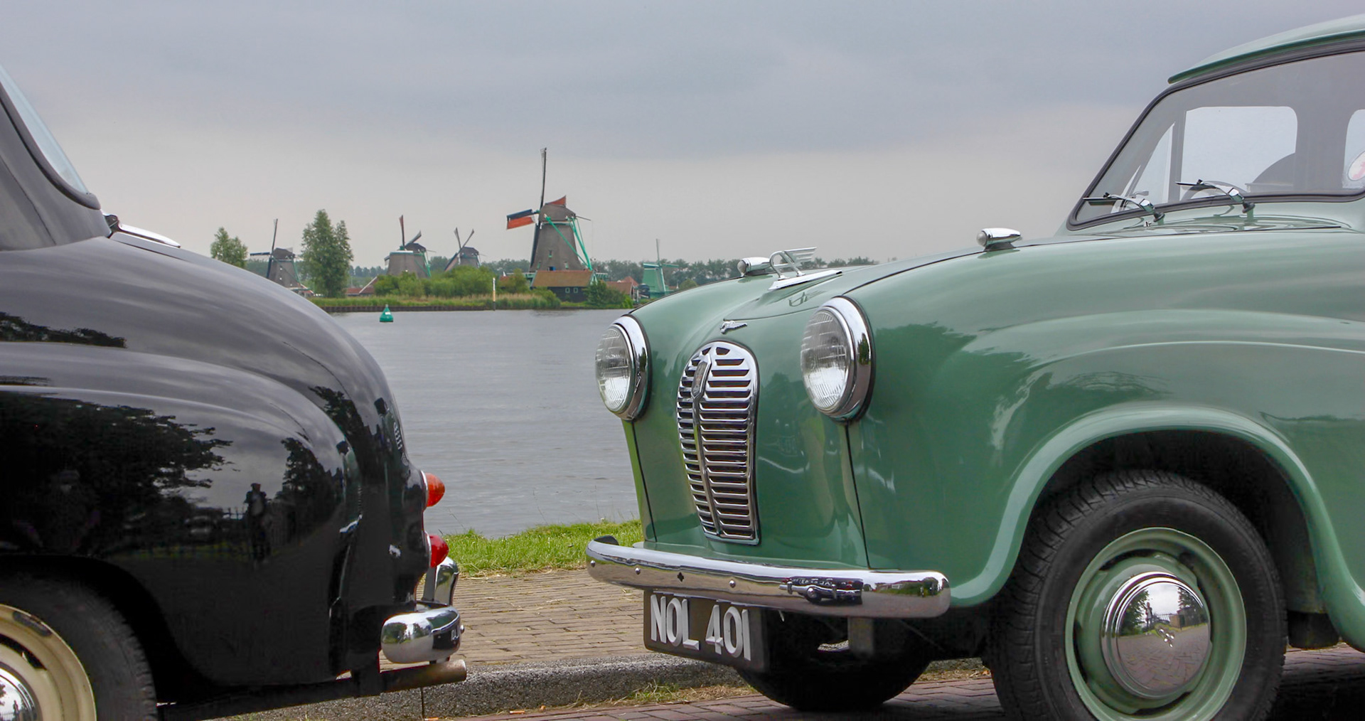 Austin A30 AS3 parked up by the water (NOL 401) in The Netherlands