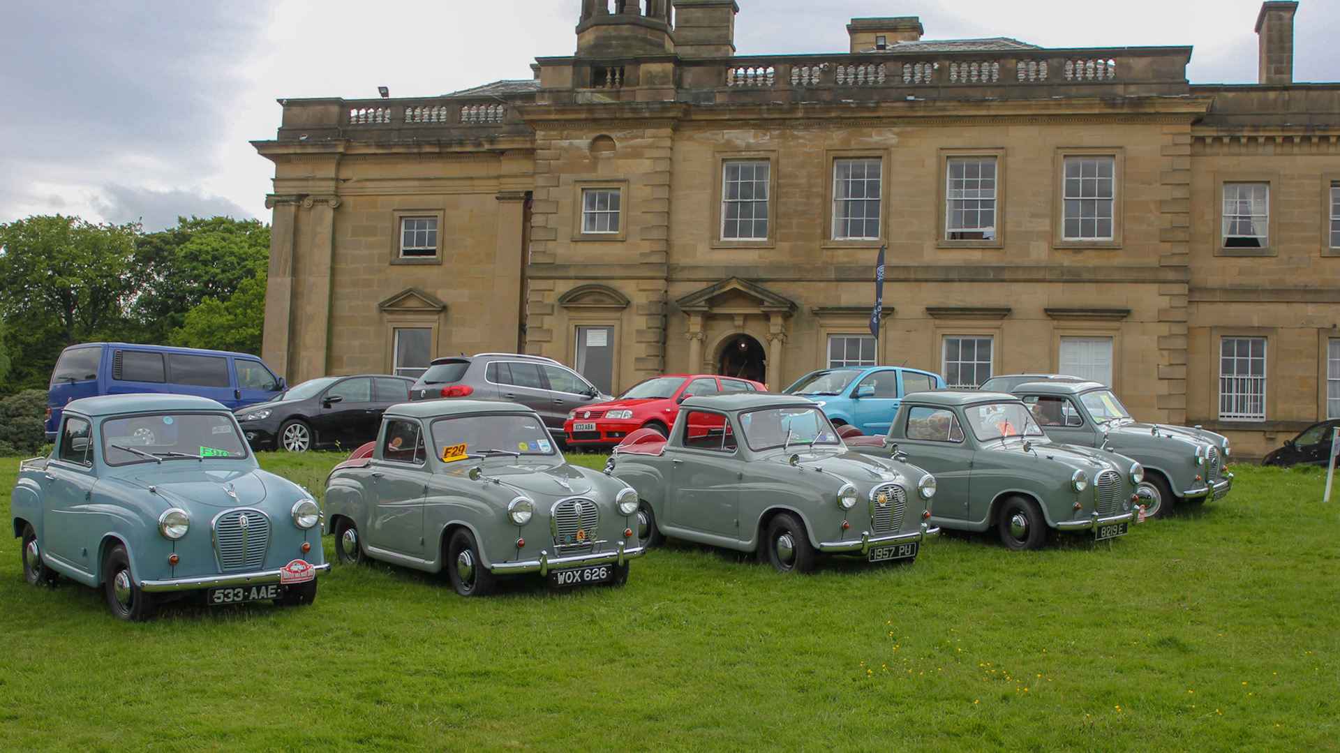 Lined up outside the hall at the Austin A30-A35 Rally 2015 (Wortley)