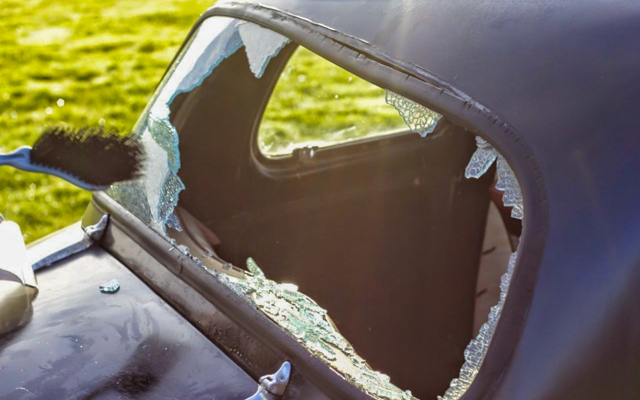 Smashed rear window