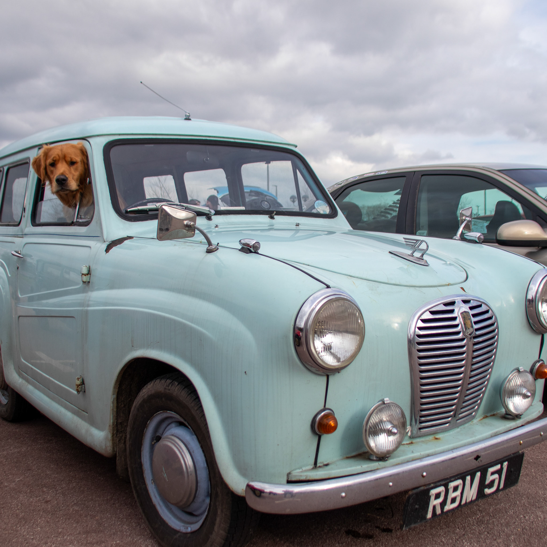 Finlay in our Austin A30 van conversion