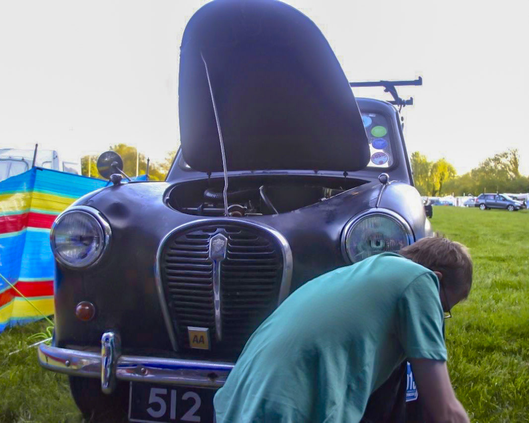 Matt working on Percy at Austin A30-A35 Rally 2013 (Winchester)