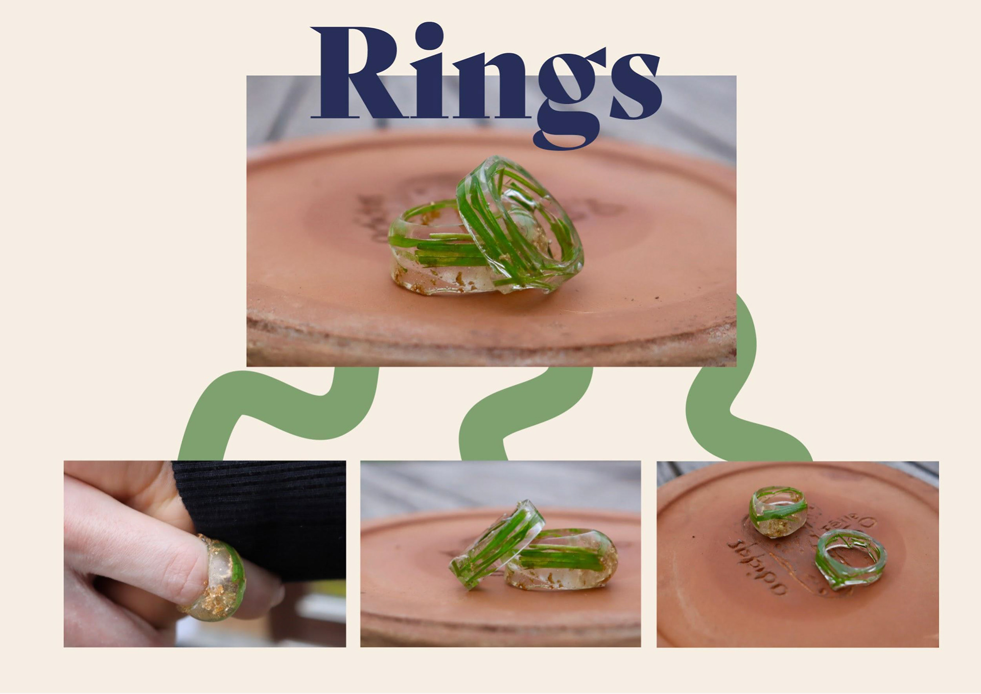 Resin rings containing the grass you play on and the gold you've earned