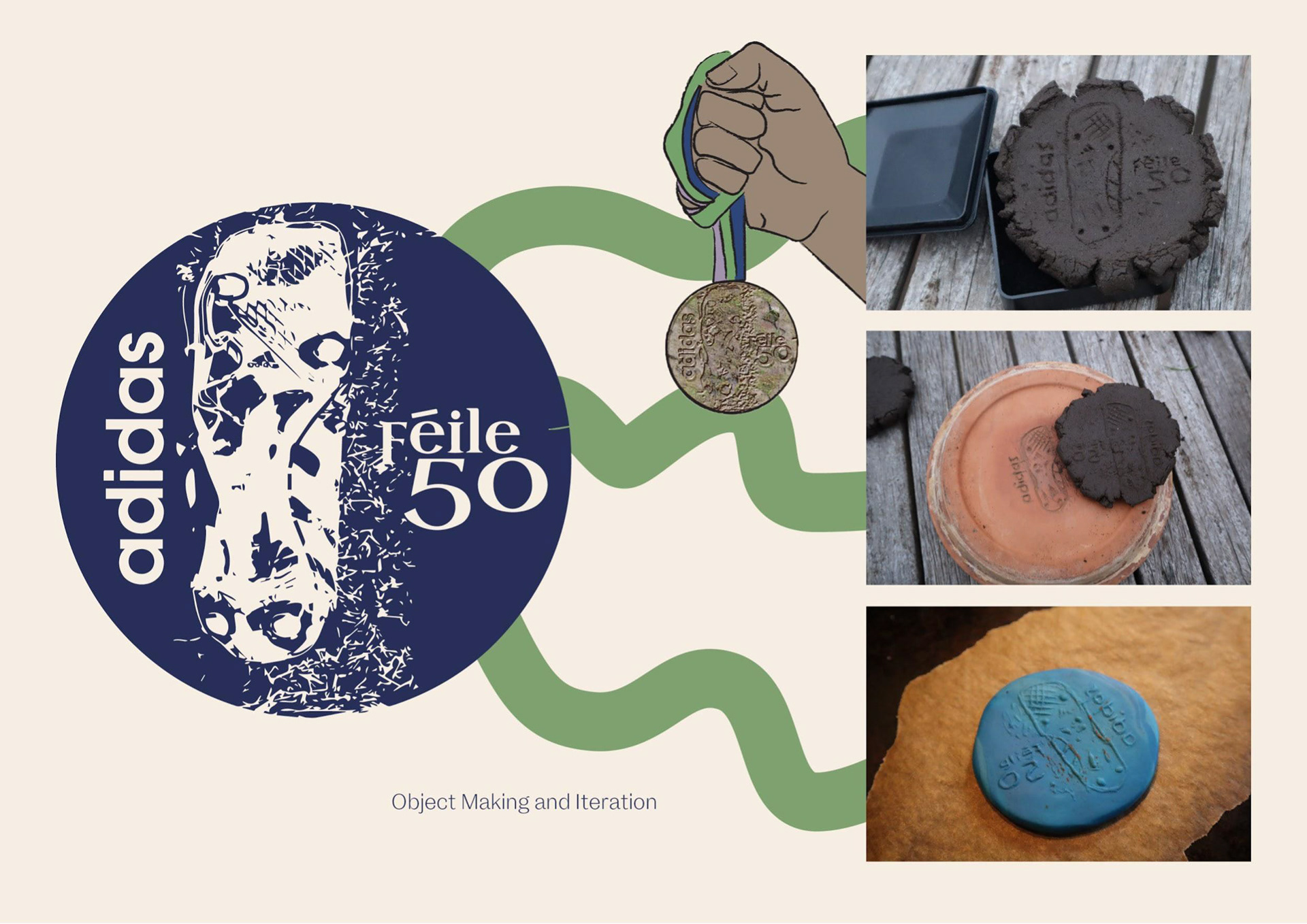 Creating medals out of soil so that you take home a bit of the field with you