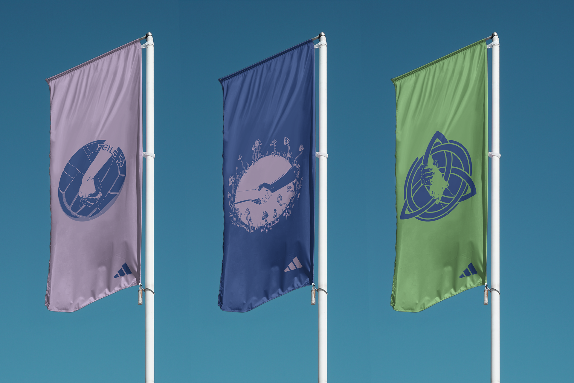 The banners and flags depict unity and strength