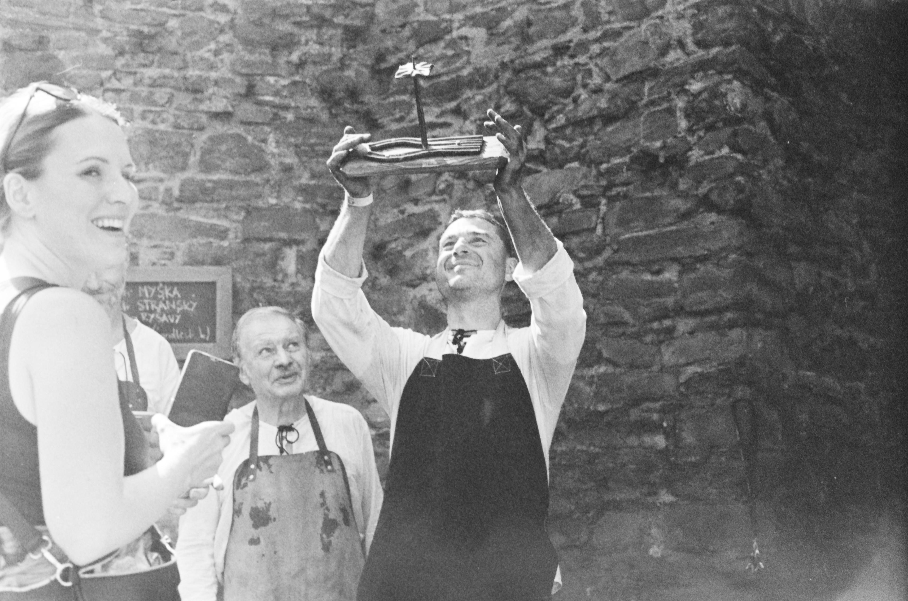 Blacksmith with his artwork, Hefaiston, Helfštýn