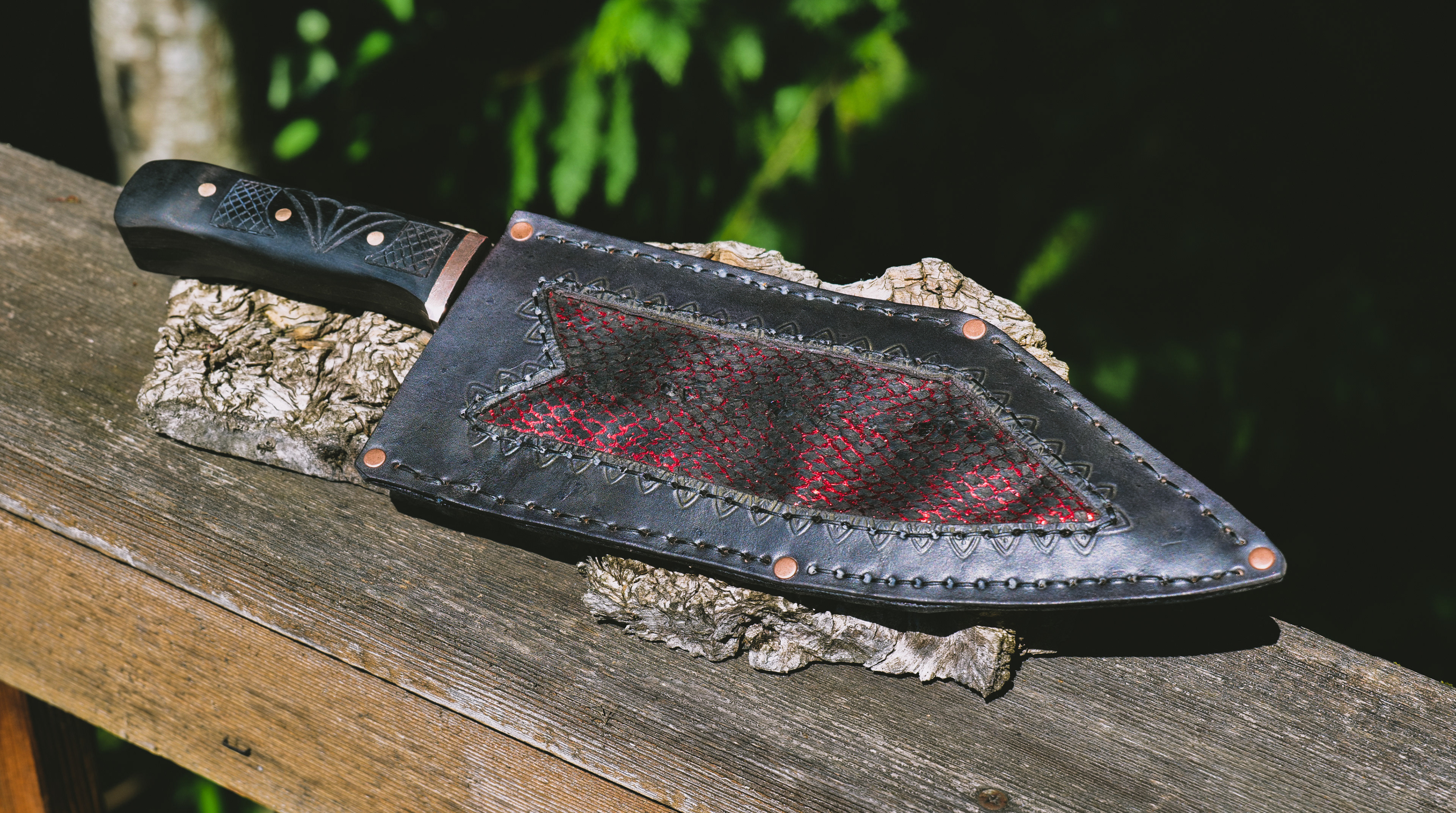 Chopper Sheathe with salmon leather insert