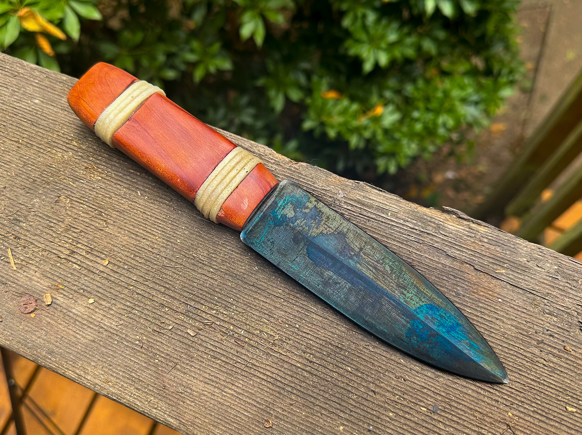 Katmai Knife. Historical Replica. 1084 blade with western cedar and sinew