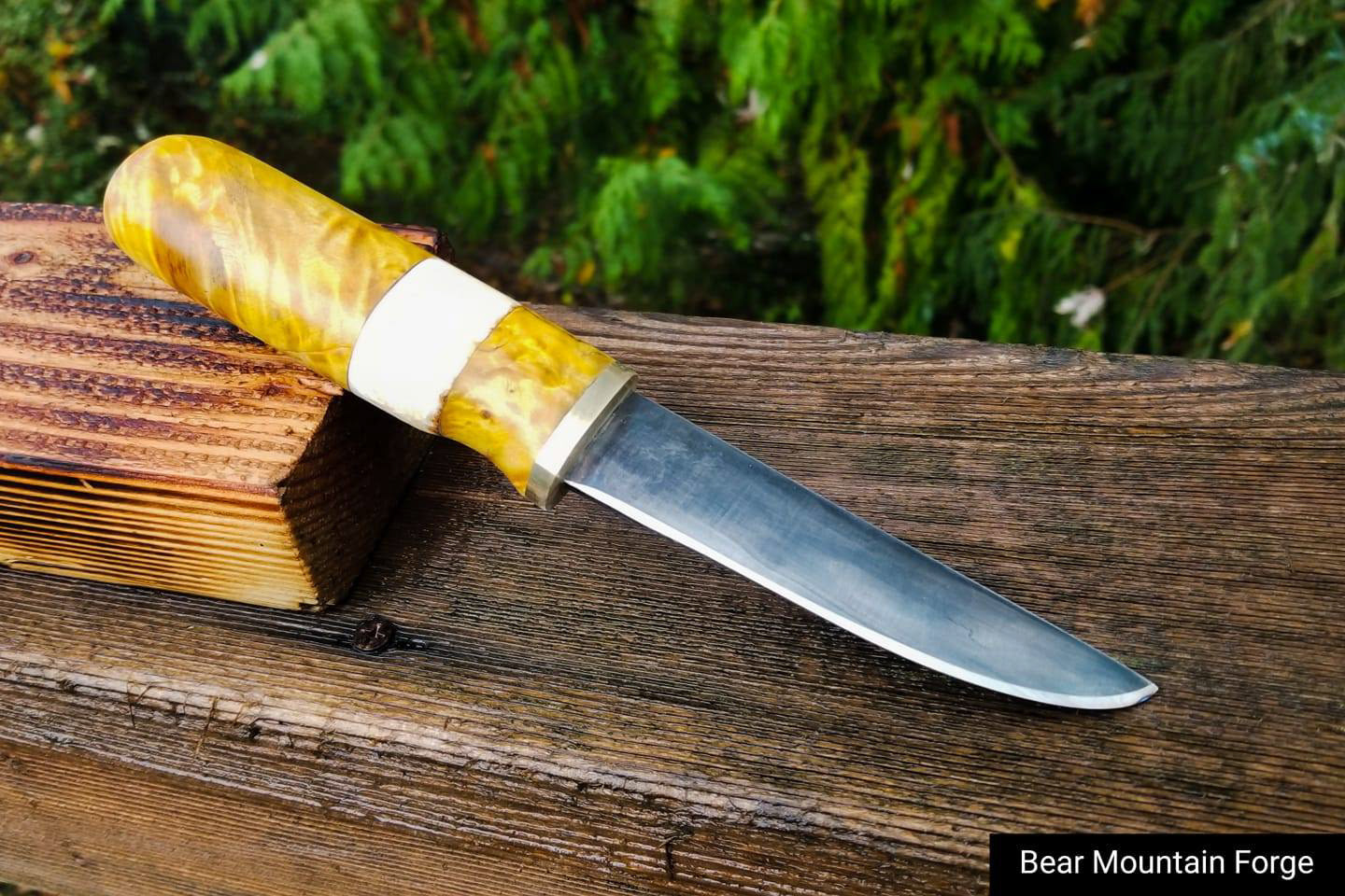 5160 blade, poplar handle, walrus ivory and brass