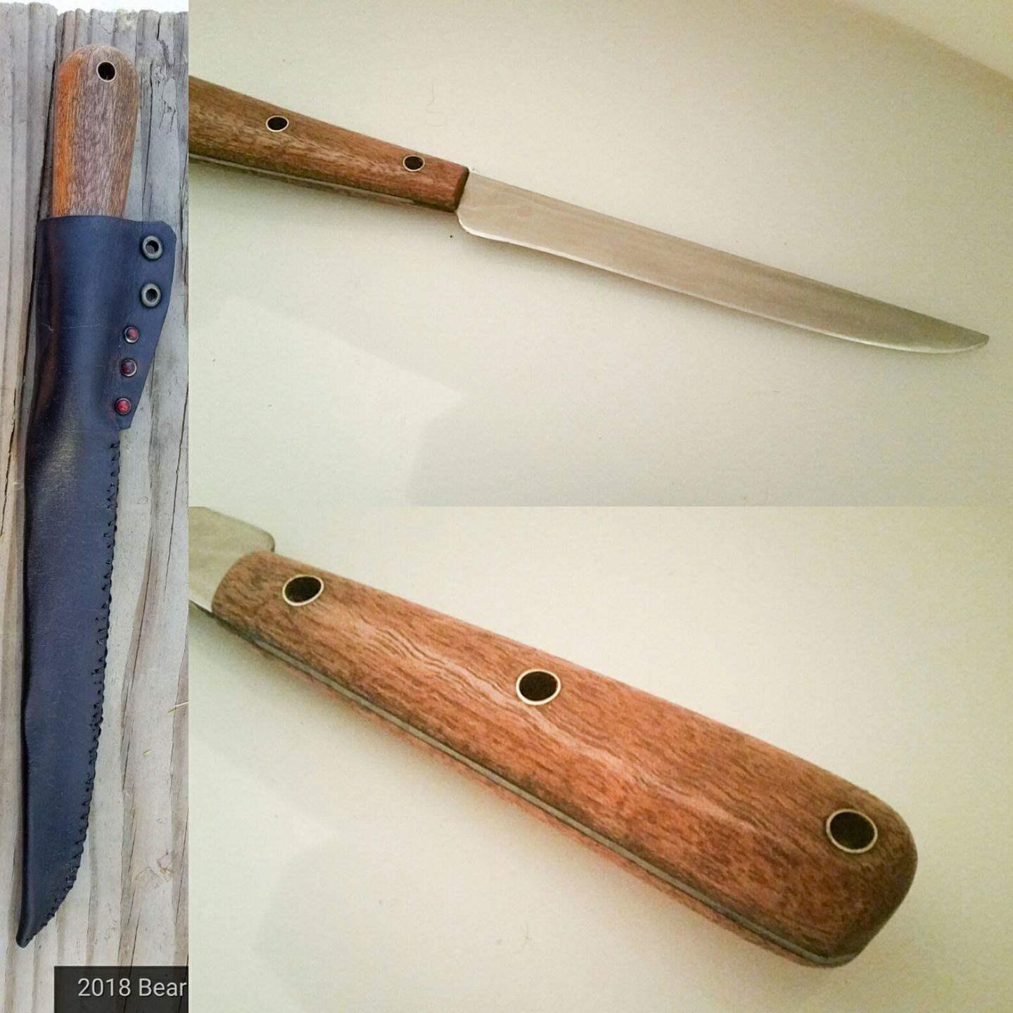 Fillet knife with mahogany grips