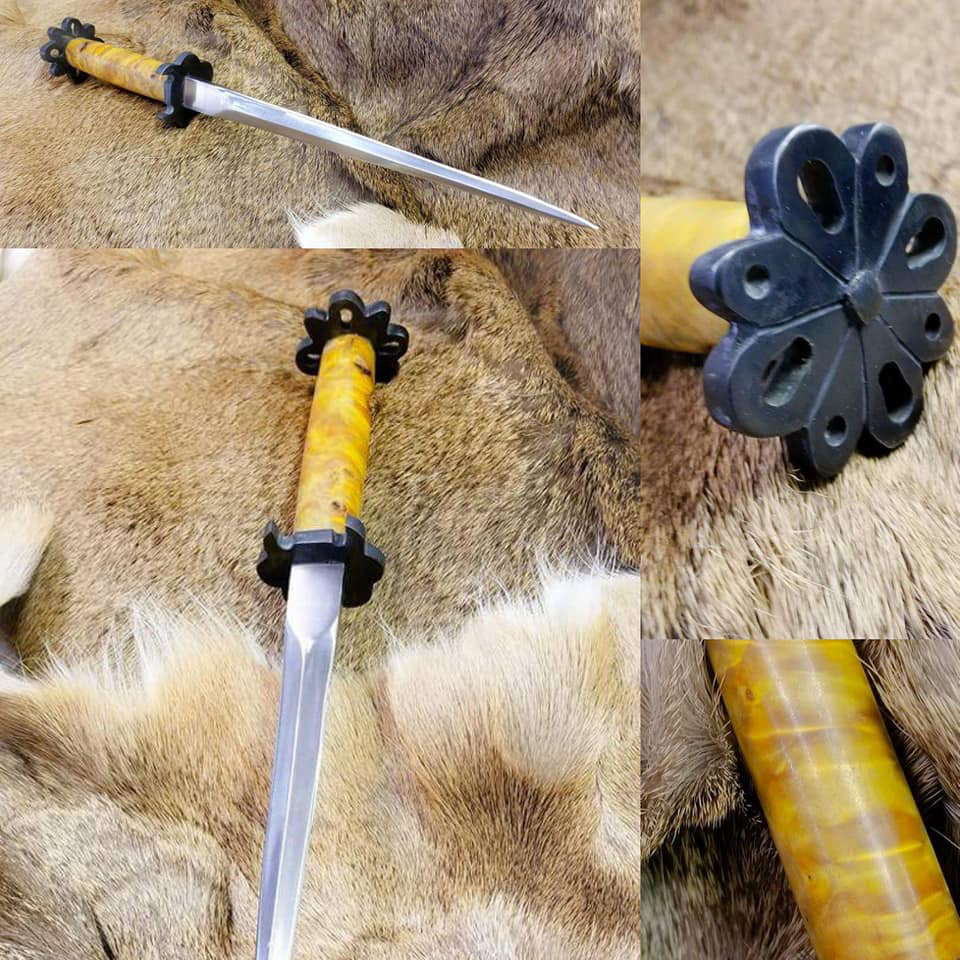 1490 Italian rondel. Hollow ground blade, maple burl grip. Based off my study of the original in Rothenburg
