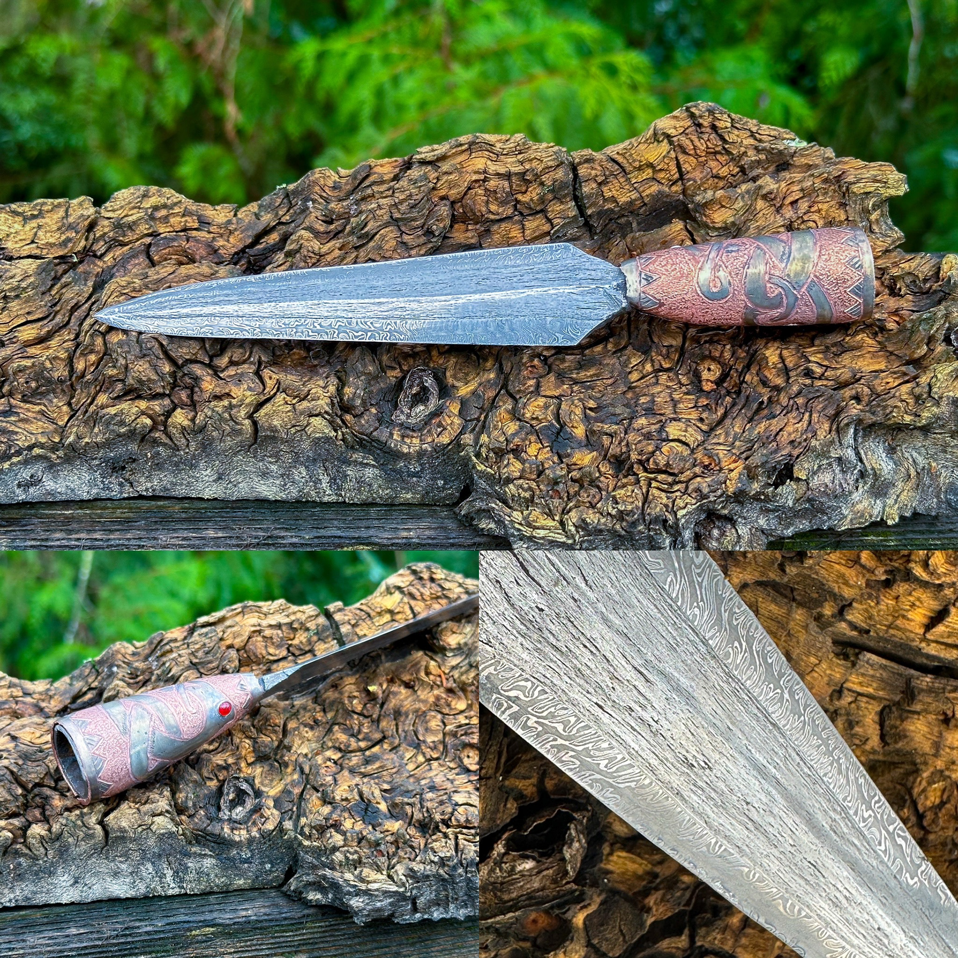 Anglo Saxon Spear w/pattern welded blade