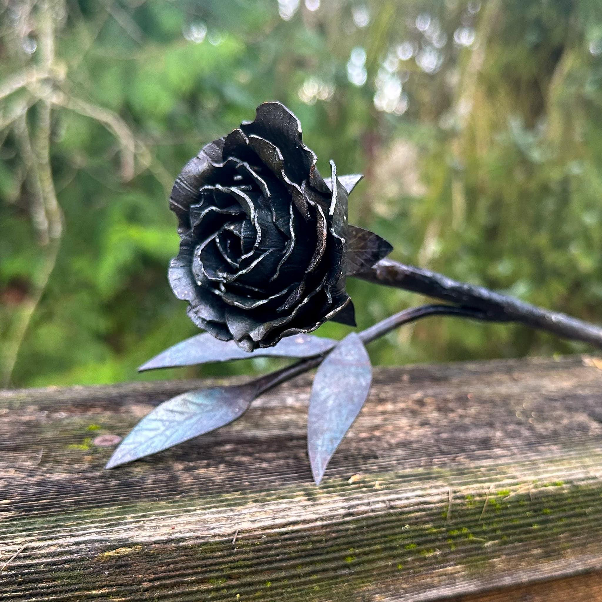 Forged iron rose