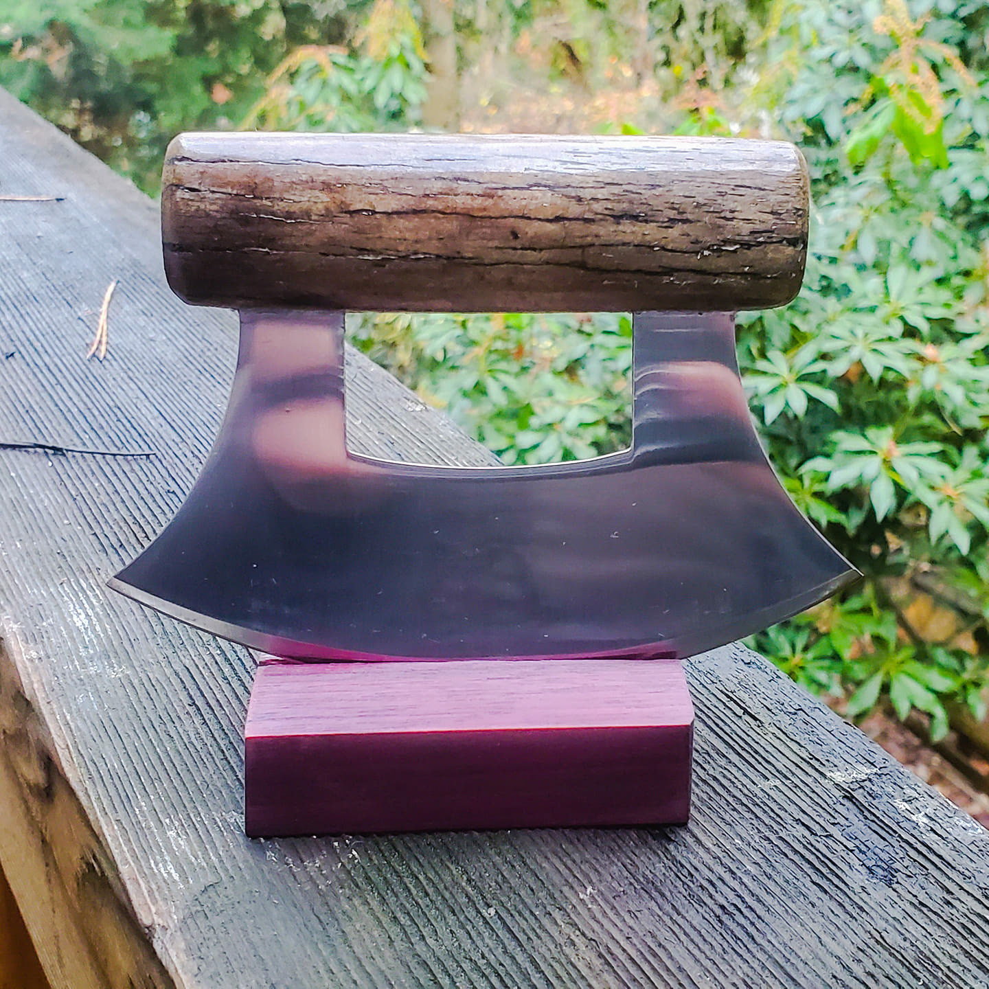 Ulu, 440C, mammoth bone and ebony handle