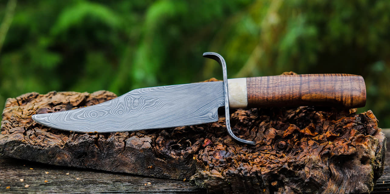 1084/15n20 twisted blade, 1095/15n20 forged guard, walrus ivory spacer and tasmanian blackwood grip