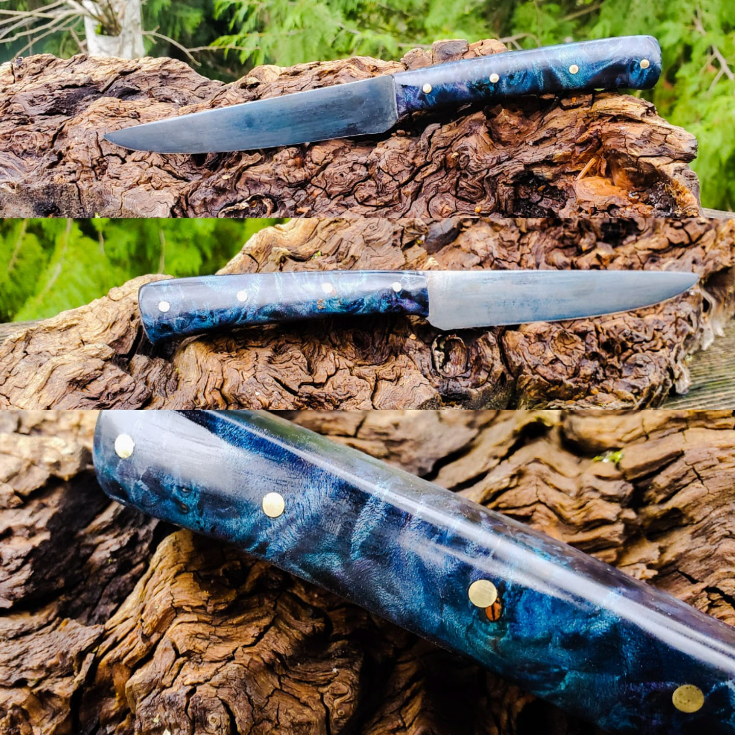 1095 blade, maple grip, brass pins