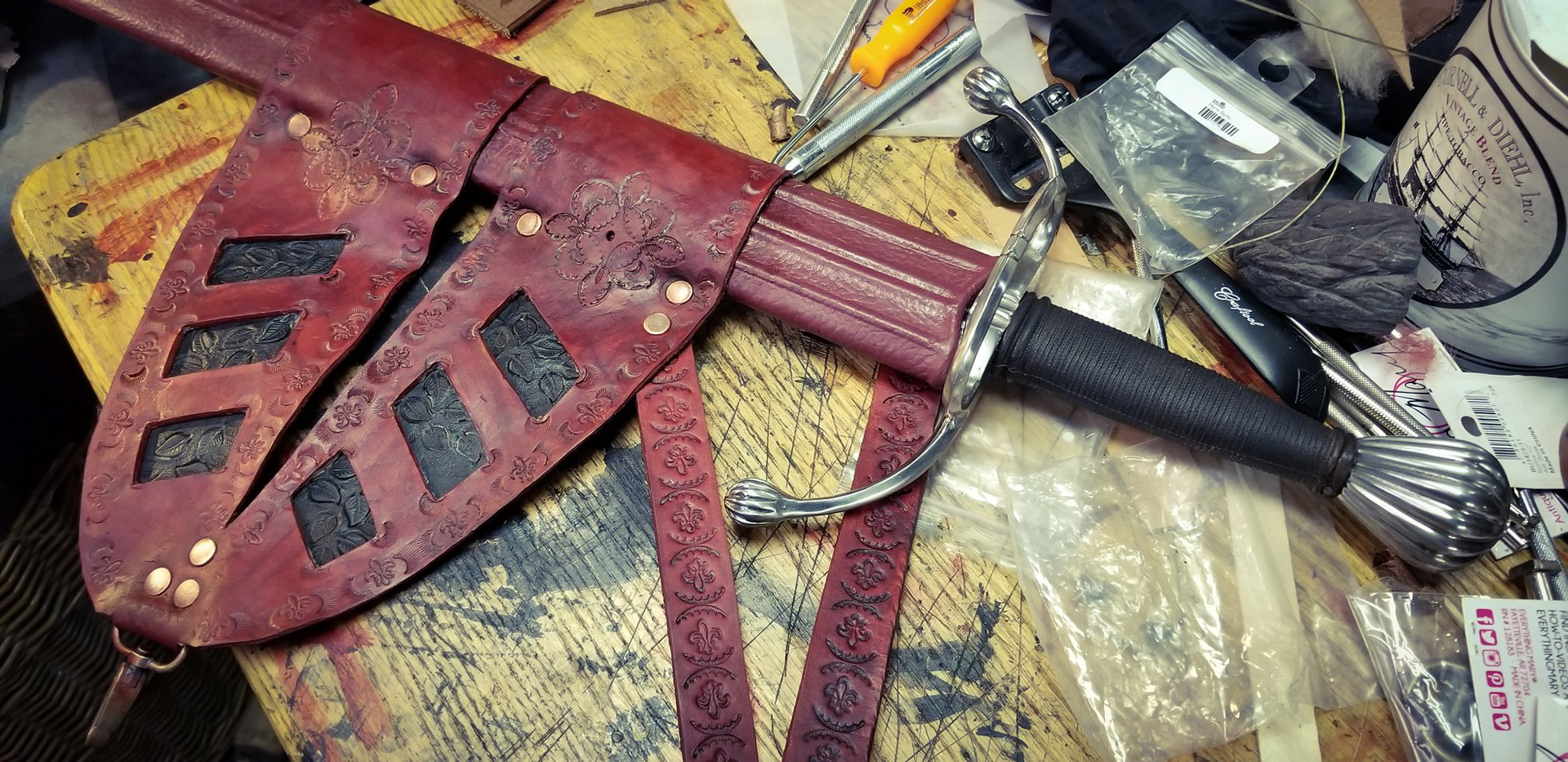tooled sword belt and hanger