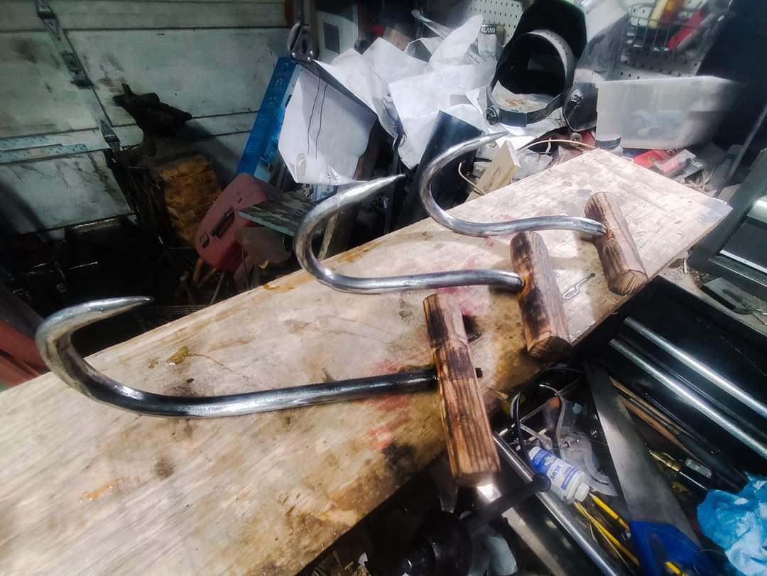 Forged hooks for a film, matched to the foam stunt hook