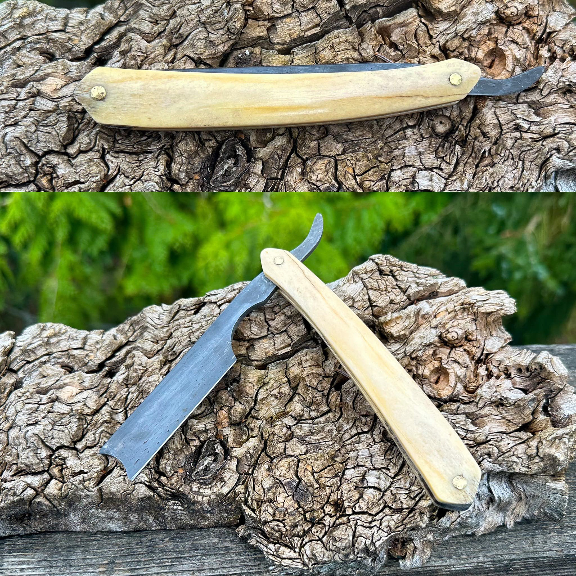 Straight Razor with Steppe Bison bone