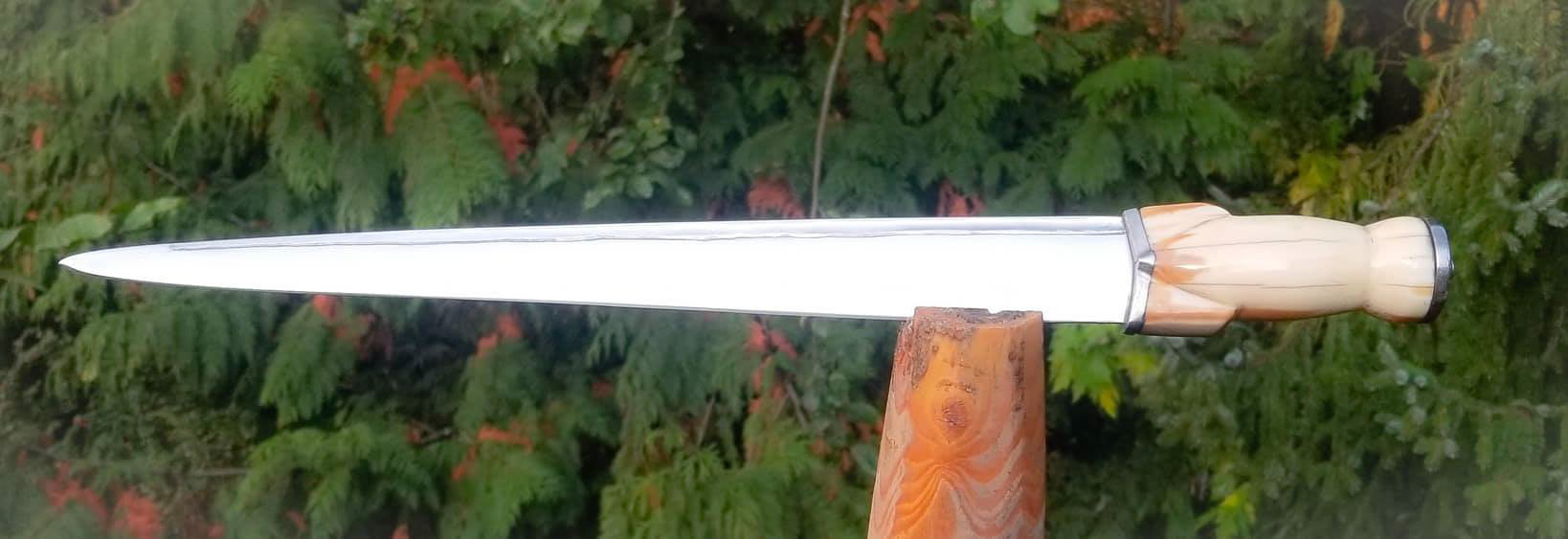Scottish dirk, copy of an original. 1095 blade, wrought iron guard and plate, walrus ivory handle