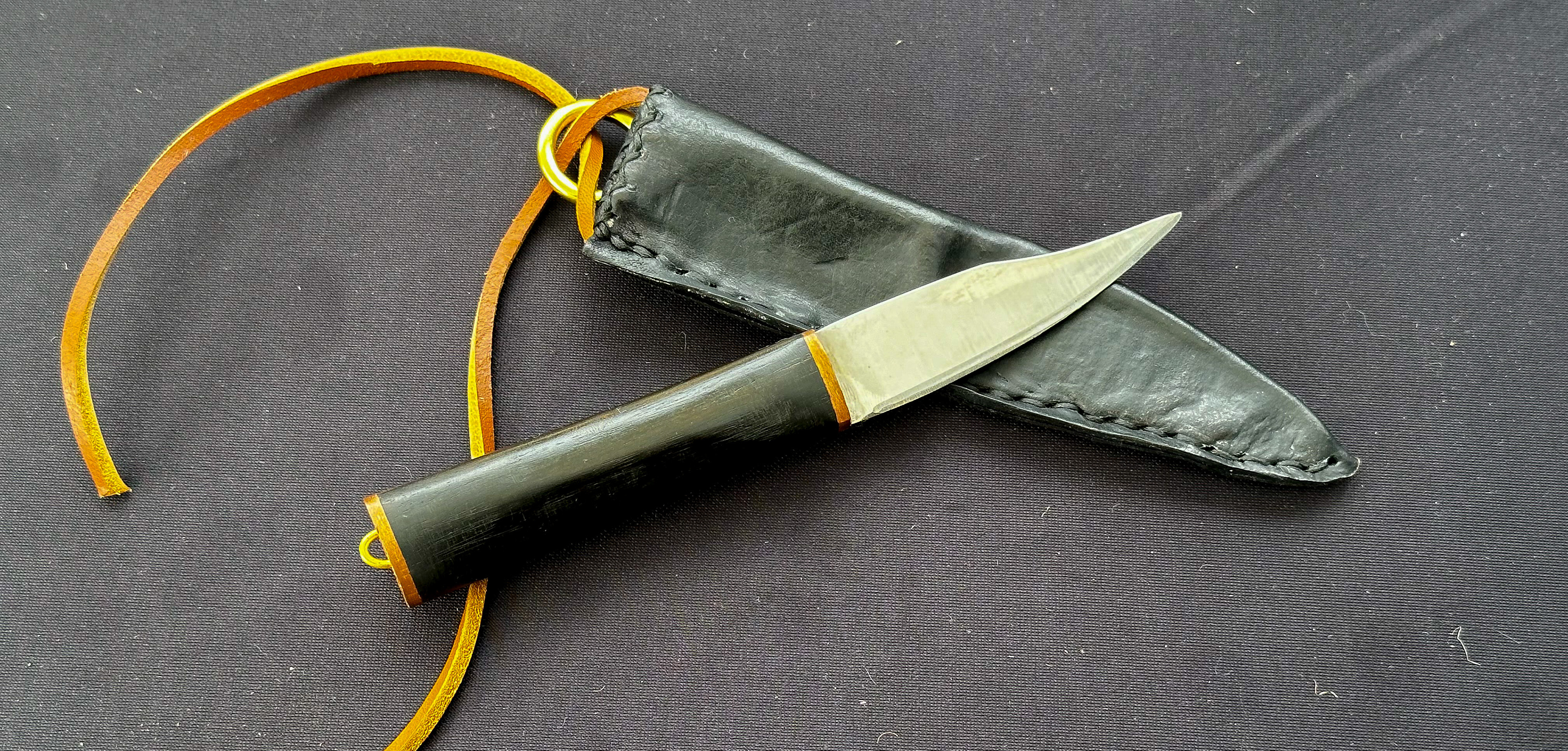 Pocket Seax. 80crv2 blade with gabon ebony and copper